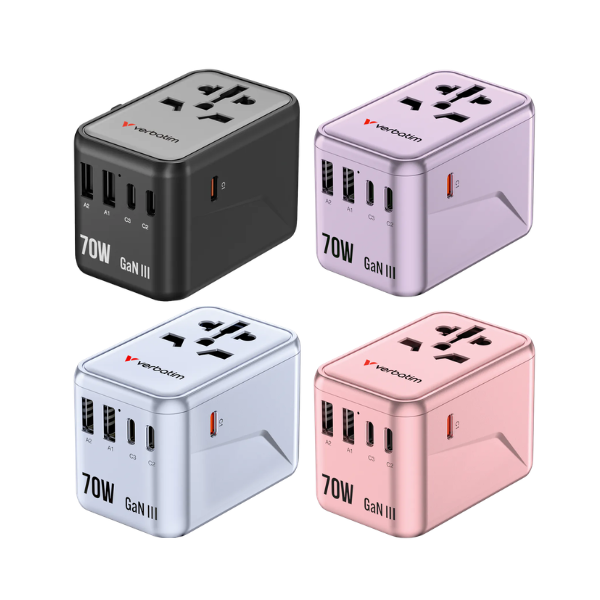 Verbatim 5 Port PD 3.0 70W GAN III Travel Adaptor 旅行插頭 32124【原裝行貨】