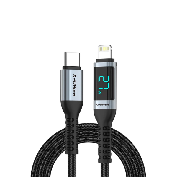 XPower YC028 1.2M LED 顯示 Type-C To Lightning 27W鋁合金傳輸尼龍充電線【原裝行貨】