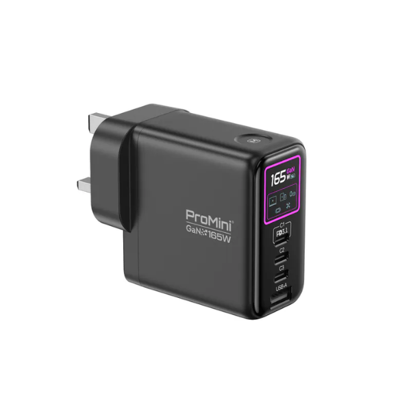 ProMini GF165P Ultra UI顯示PD3.1 GaN 165W摺疊三腳快速充電器【原裝行貨】