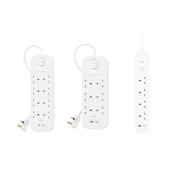 Belkin Connect Surge Protector 防雷保護拖板附USB-C及USB-A|2米電線 【香港行貨】