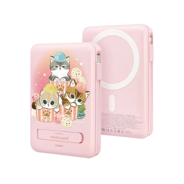 Garmma 永橙 Mofusand 貓福珊迪磁吸帶線五合一行動電源【原裝行貨】
