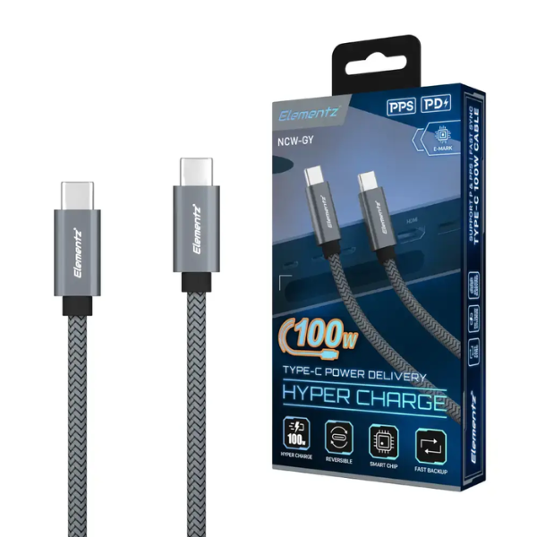 Elementz TYPE-C to C 100W充電傳輸線【原裝行貨】