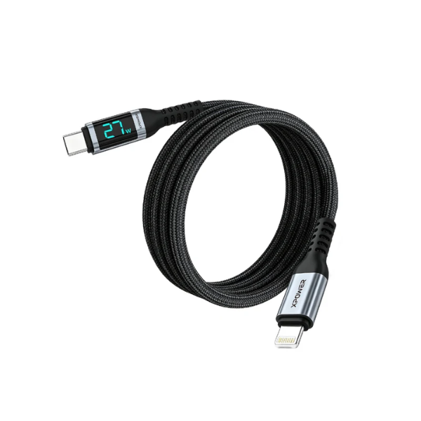 XPower YC028 1.2M LED 顯示 Type-C To Lightning 27W鋁合金傳輸尼龍充電線【原裝行貨】