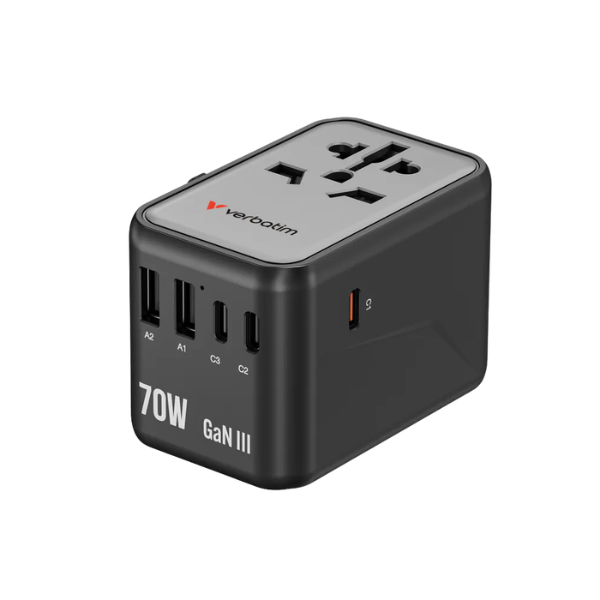 Verbatim 5 Port PD 3.0 70W GAN III Travel Adaptor 旅行插頭 32124【原裝行貨】
