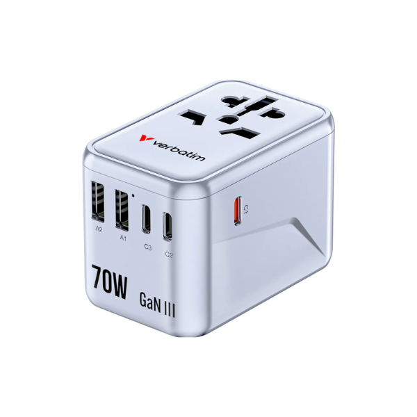 Verbatim 5 Port PD 3.0 70W GAN III Travel Adaptor 旅行插頭 32124【原裝行貨】