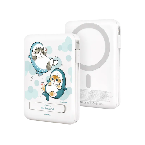 Garmma 永橙 Mofusand 貓福珊迪磁吸帶線五合一行動電源【原裝行貨】