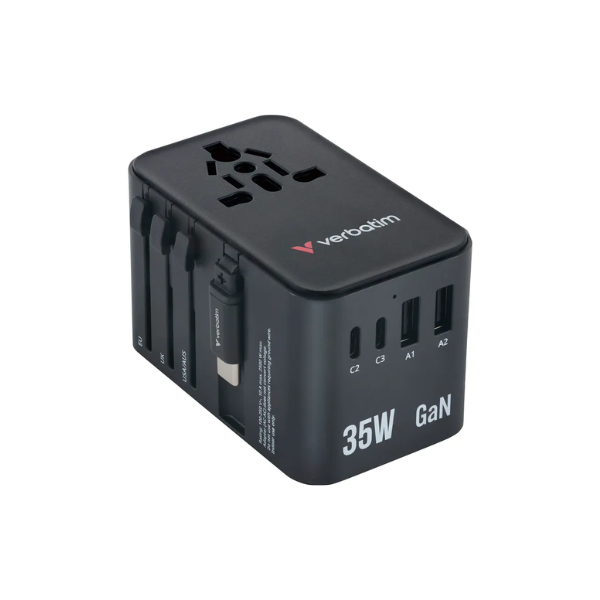 Verbatim 35W 通用旅行轉插 (附USB-C可伸縮充電線) 30244【香港行貨】