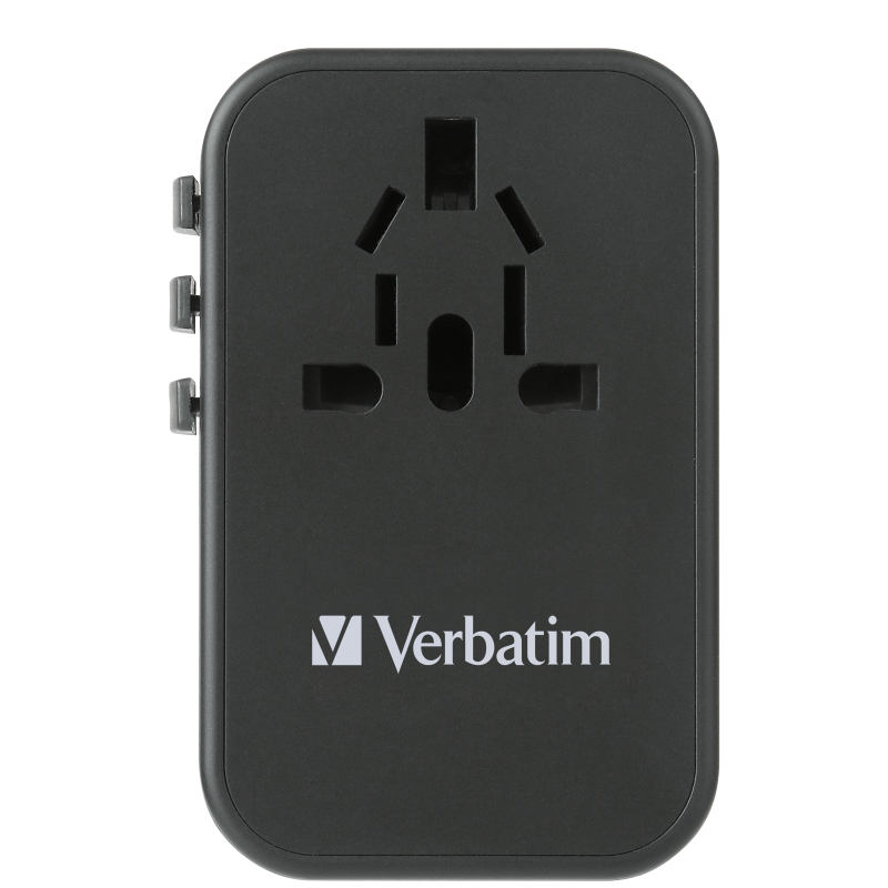 Verbatim 5 端口 75W PD 3.0 & QC 3.0 GaN 通用旅行轉插 (66919 黑色/66920 紫色)【香港行貨】