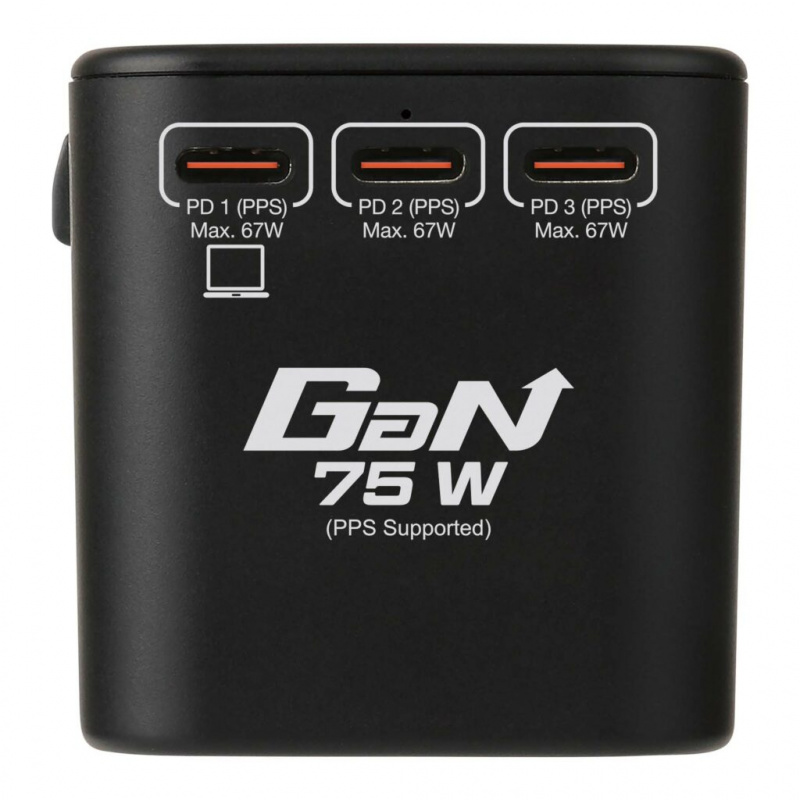 Verbatim 5 端口 75W PD 3.0 & QC 3.0 GaN 通用旅行轉插 (66919 黑色/66920 紫色)【香港行貨】