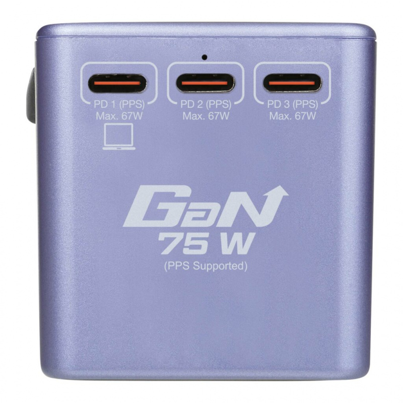 Verbatim 5 端口 75W PD 3.0 & QC 3.0 GaN 通用旅行轉插 (66919 黑色/66920 紫色)【香港行貨】