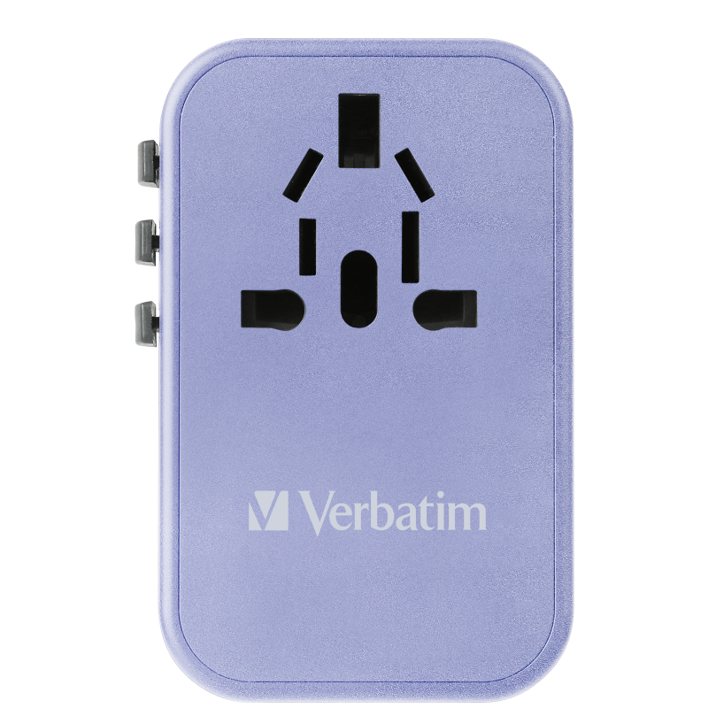 Verbatim 5 端口 75W PD 3.0 & QC 3.0 GaN 通用旅行轉插 (66919 黑色/66920 紫色)【香港行貨】