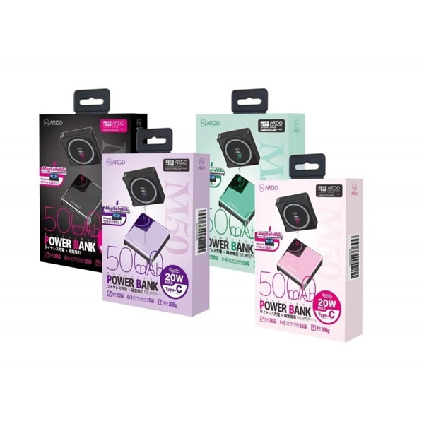 ARGO M50 5000mAh 超迷你電鍍PD20W磁 吸無線外置快速充電【原裝行貨】