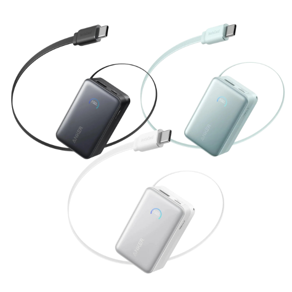 Anker Nano 10000mAh Power Bank (45W, Built-In Retractable USB-C cable) 3輸出行動電源 A1638【原裝行貨】