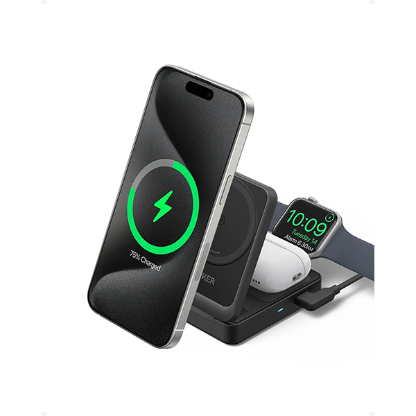 Anker MagGo Wireless Charging Station 可摺疊充電座組合 (15W, Foldable 3-in-1) (B2557)【原裝行貨】