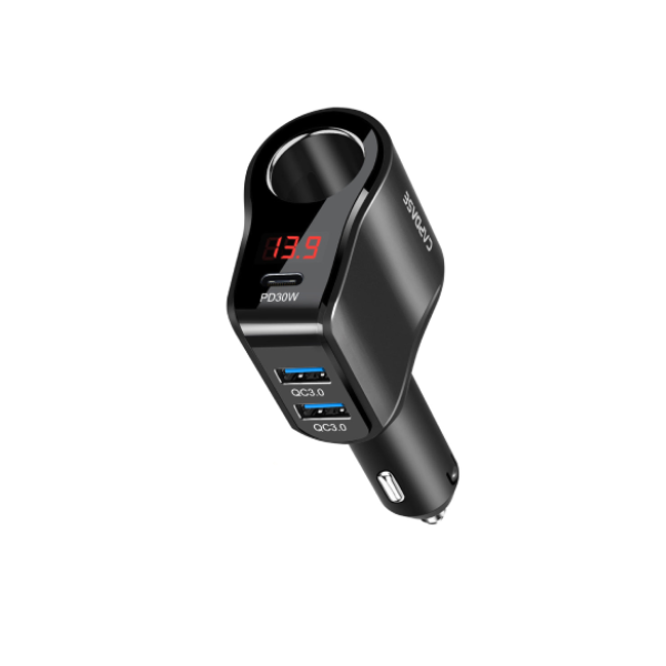 Capdase PowerHub B2QP45 Single Socket and 3-USB Car Charger 點煙頭車充 CA00-PS01【原裝行貨】