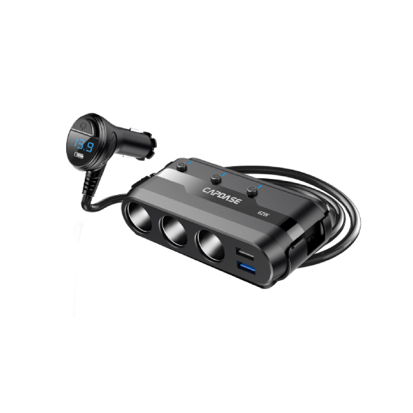 Capdase POWERHUB BQP7 點煙頭一開三連USB-A充電器 3-Socket and 4-USB QC 3.0 and USB-C PD 72W Car Charger CA00-PT01【原裝行貨】