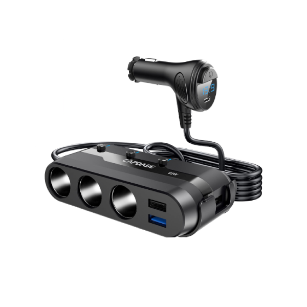 Capdase POWERHUB BQP7 點煙頭一開三連USB-A充電器 3-Socket and 4-USB QC 3.0 and USB-C PD 72W Car Charger CA00-PT01【原裝行貨】