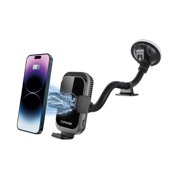 Capdase A-CM Power II 加長版磁感冷凍自動開合無線充電手機夾 Ceramic Cooling Fast Wireless Charging Auto-Clamp Car Mount Gooseneck Arm 300mm HR00-ACM2G01-300【原裝行貨】