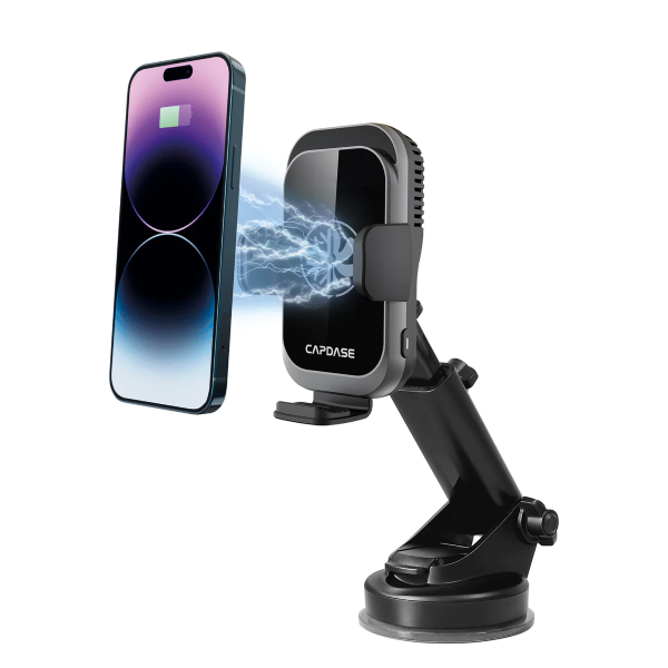 Capdase A-CM Power II 磁感冷凍自動開合無線充電手機夾 Ceramic Cooling Fast Wireless Charging Auto-Clamp Car Mount Telescopic Arm HR00-ACM2T01【原裝行貨】