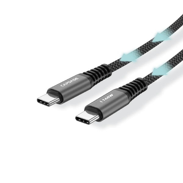 Capdase C to C 充電線 Metallic-EM-CC140 USB-C To USB-C 5A 140W Sync and Charge Cable 1.2/2/3M【原裝行貨】