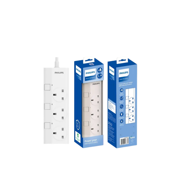 Philips 3米三位獨立開關電拖板 CHP3130WB/82【原裝行貨】