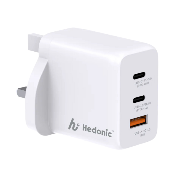 Hedonic 3 Port PD 3.0 45W GAN Pro 迷你插牆式充電器 (81063 黑/81064 白) 【原裝行貨】
