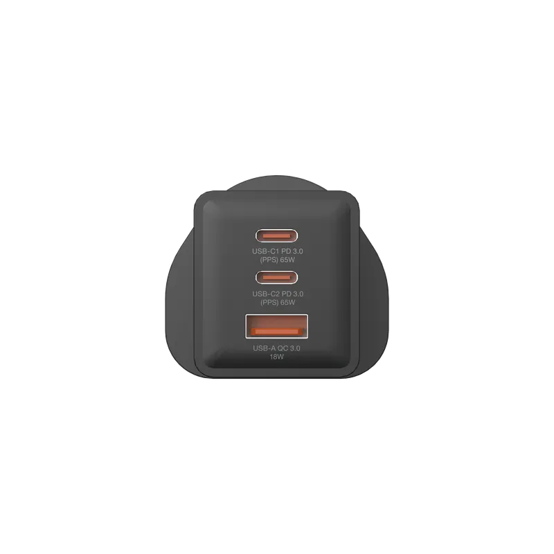 Hedonic 3 Port PD 3.0 65W GAN Pro UK Plug Charger (81075黑色/ 81076白色)【原裝行貨】