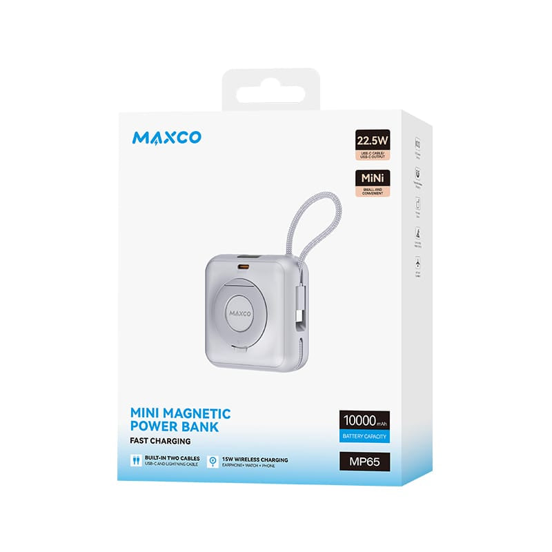 MAXCO Mini MagSafe 支架磁吸無線充電池10000mAh MP65【原裝行貨】【3C認證】