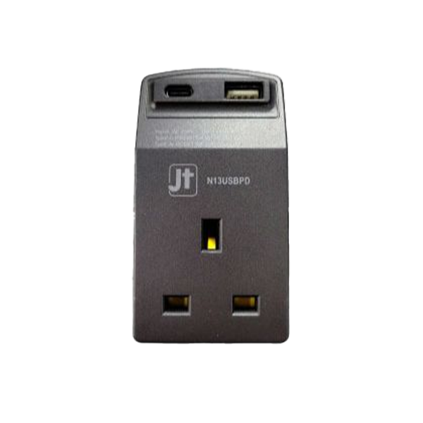 MEC x JT N13USB/PD 3port 13A 三腳插座三個 + 1port USB + 1port Type-C (碳灰色) 422-458【原裝行貨】