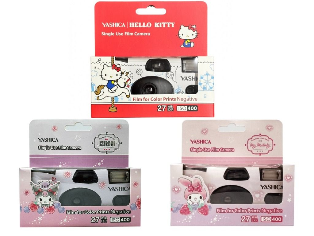 Yashica x Sanrio 彩色 ISO400 27張 35mm 一次性即棄菲林相機 YAS-SC140S (Melody / Kuromi / Hello Kitty)