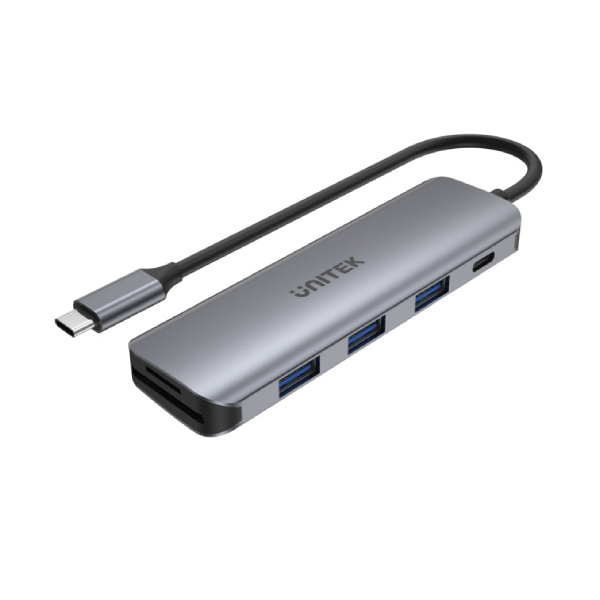 Unitek uHUB P5+ 6 合 1 USB-C Hub (支援 USB-PD 100W 和 雙讀卡器) (H1107C)【原裝行貨】