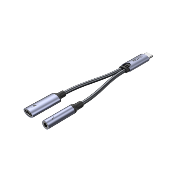 Unitek USB-C 2 合 1 AUX 3.5mm 立體聲音訊及USB-PD充電分配器 M205A【原裝行貨】