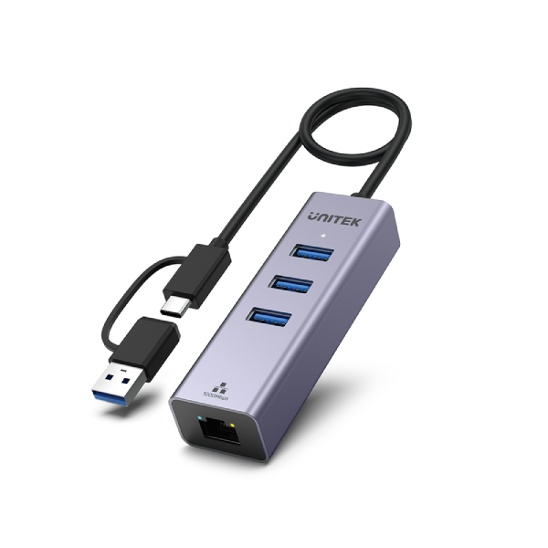 Unitek 4合1 USB 3.0 乙太網接口 Hub (USB-A端口) (Y-3088B)【原裝行貨】