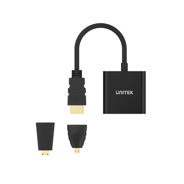 Unitek HDMI 轉 VGA 轉接器 (亦適用於 Micro HDMI 及 Mini HDMI;配備 3.5mm 音訊接口) Y-6355【原裝行貨】