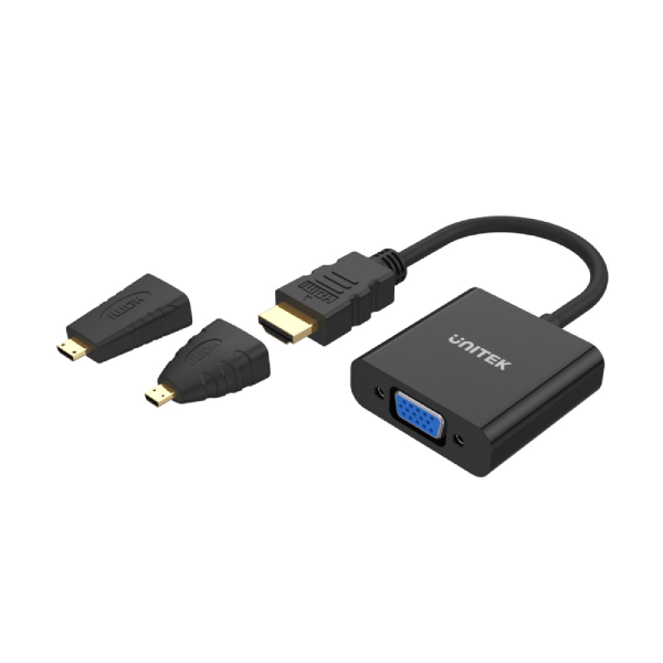 Unitek HDMI 轉 VGA 轉接器 (亦適用於 Micro HDMI 及 Mini HDMI;配備 3.5mm 音訊接口) Y-6355【原裝行貨】