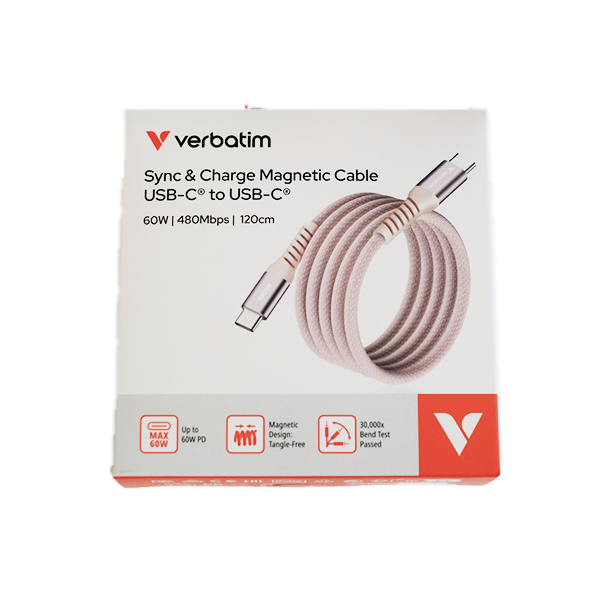 VERBATIM SYNC & CHARGE USB C TO USB C (60W/100W) MAGNETIC 120 CM 【原裝行貨】
