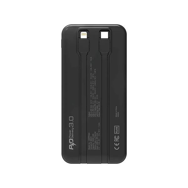 Verbatim 10000mAh PD 3.0 和 QC 3.0 流動充電池 (連嵌入式充電線) 黑/白【原裝行貨】
