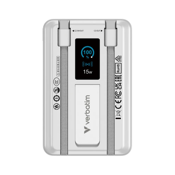 Verbatim 五合一 Charge 'n' Go 10000 磁吸無線行動電源 (32272 Grey/32273 White) 【原裝行貨】