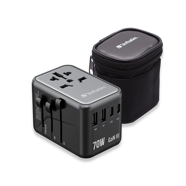 Verbatim 5 Port PD 3.0 70W GAN III Travel Adaptor 旅行插頭 32124【原裝行貨】