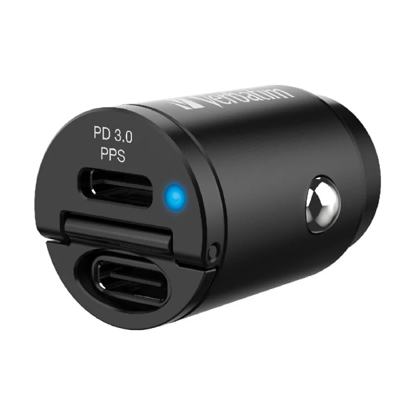 Verbatim 雙端口30W Type C PD & QC 3.0 迷你汽車充電器 (66524)【原裝行貨】