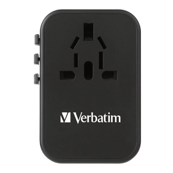 Verbatim 3 Port 65W PD 3.0 & QC 3.0 GaN 通用旅行轉插 (66851) 【原裝行貨】