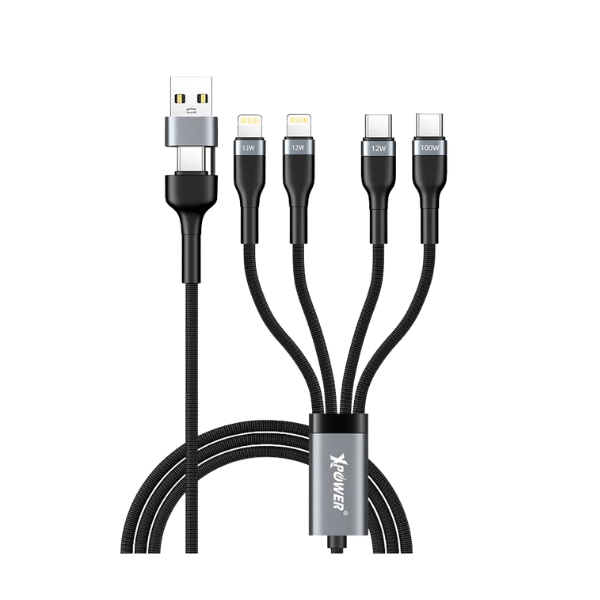 XPower BC24 8合1 2出4 100W PD3.0 鋁合金傳輸快速充電線【原裝行貨】