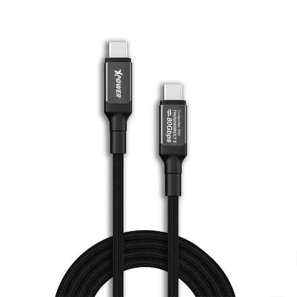 XPower CCT5 1.2M 鋁合金 Thunderbolt 5 240W USB4.2 高速傳輸充電 Type-C>Type-C線【原裝行貨】