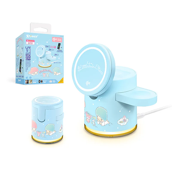 XPower x Sanrio Little Twin Stars GE1 Qi2迷你掌心5合1 MagCharge 15W磁吸無線充電座【原裝行貨】