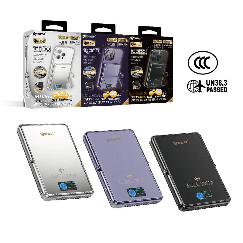 XPower M1 Ultra半固態3C版TFT 彩屏顯示 QI2 Magcharge 10000mAh磁吸行動電源【原裝行貨】【3C認證】