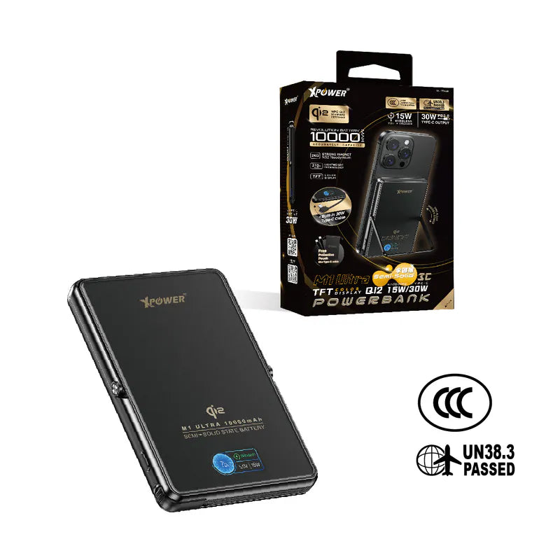 XPower M1 Ultra半固態3C版TFT 彩屏顯示 QI2 Magcharge 10000mAh磁吸行動電源【原裝行貨】【3C認證】