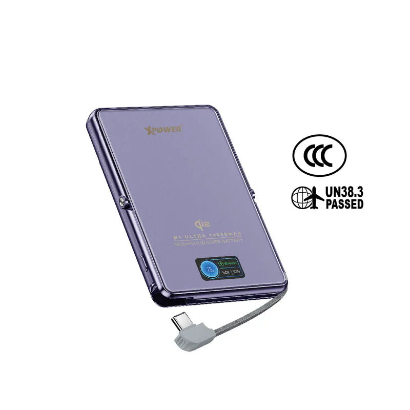 XPower M1 Ultra半固態3C版TFT 彩屏顯示 QI2 Magcharge 10000mAh磁吸行動電源【原裝行貨】【3C認證】