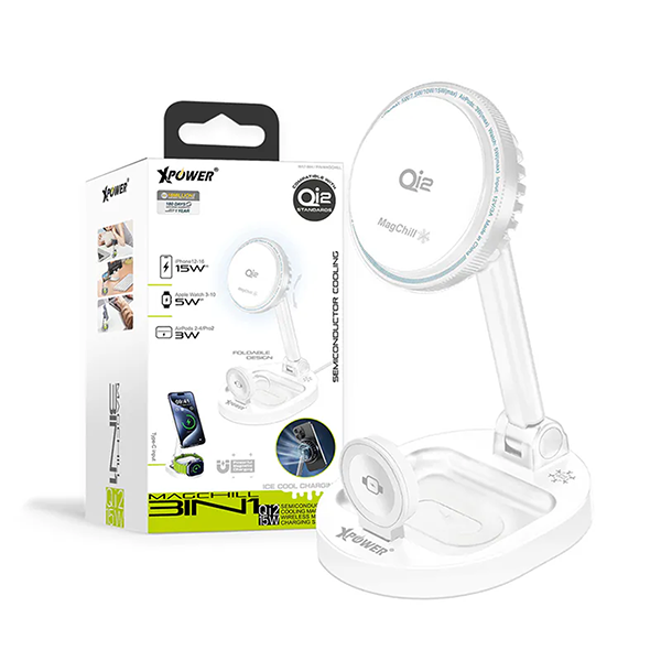 XPower MAGCHILL 3in1 Qi2 15W 半導體制冷MagCharge冰冷磁吸無線充電座【原裝行貨】