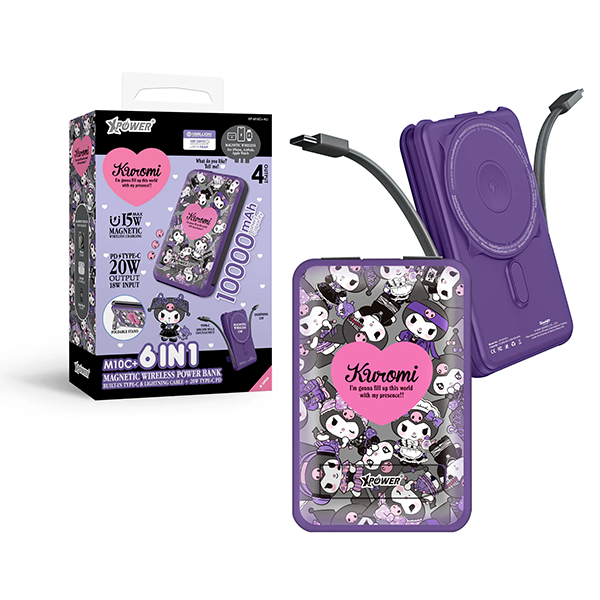 XPower x Sanrio Hello Kitty/Kuromi M10C+ 6合1 10000mAh多功能迷你20W PD3.0+ 磁吸無線快充移動電源【原裝行貨】
