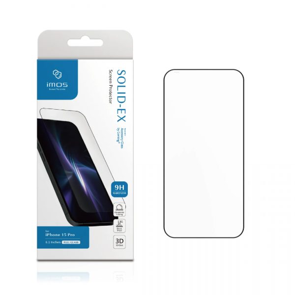imos iPhone 15 Pro 系列 3D高透超細黑邊康寧玻璃貼 (AGbC) 【原裝行貨】